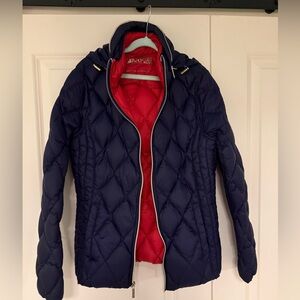 Michael Kors Navy Down Jacket with Red Interior. Girls small